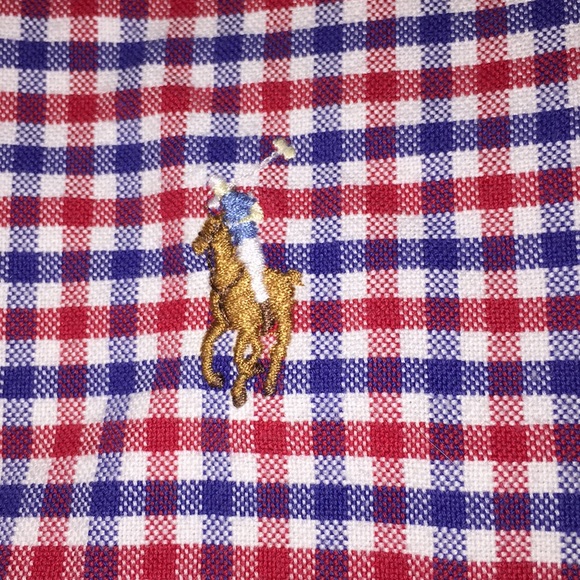 RALPH LAUREN GINGHAM CHECK RED WHITE & BLUE LONG SLEEVE SHIRT - Picture 2 of 4